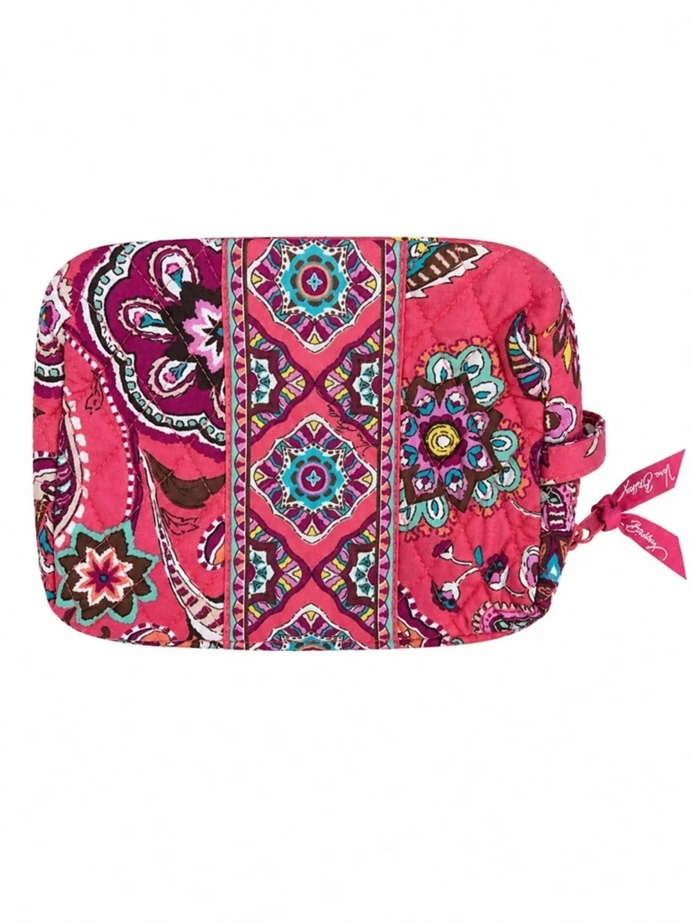 Vera Bradley Medium Cosmetic Bag Call Me Coral Quilted Zip Pouch NWOT